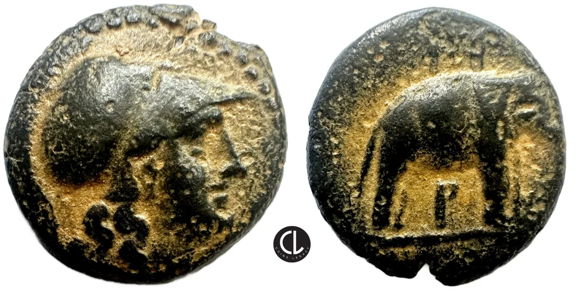Seleukid Kingdom, Seleukos I Nikator, Seleukeia on the Tigris Mint, AE Circa 300 BC, Athena / Elephant - RR