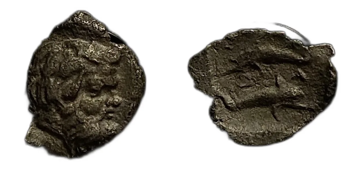 *Very Rare!* ISLANDS off THRACE, Thasos. 412-404 BC. AR Tritartemorion.