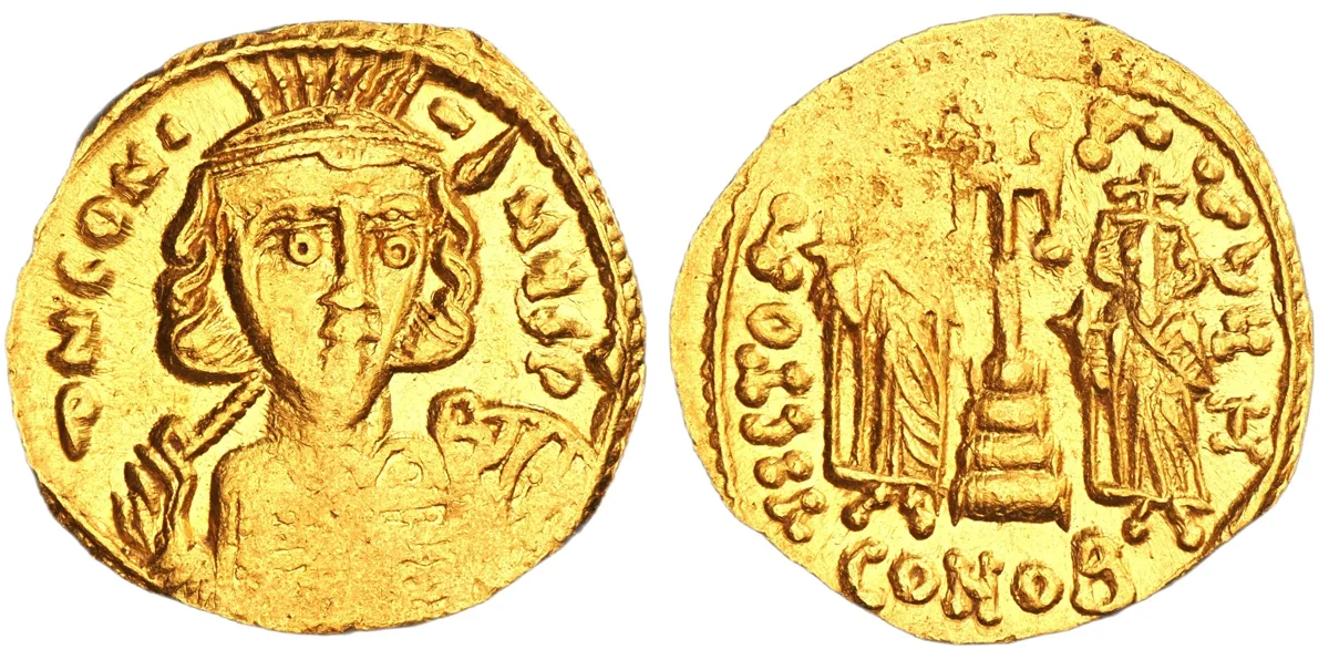 Constantine IV, Heraclius, and Tiberius, 668-685. AV Solidus, Constantinople.