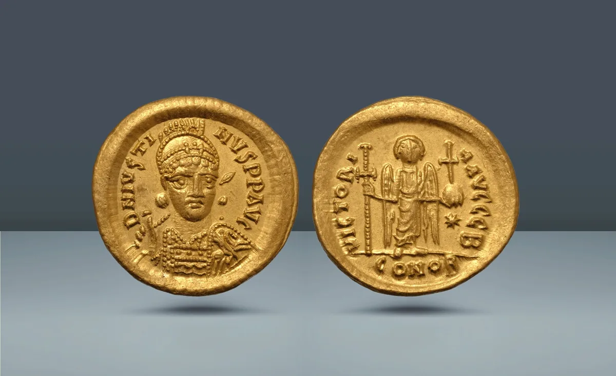 Byzantine Empire, Constantinople. Justin I, 518 - 527 AD  2nd officina, c. 519 - 527 AD