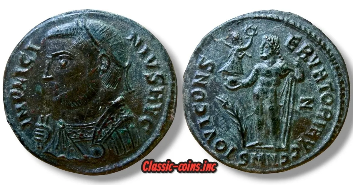Licinius I AE3 Follis. Nicomedia Mint, AD 317–320. IOVI CONSERVATORI, Scarce Bus