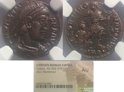 ROMAN: Valens (Struck August 367 & November 375 AD) AE3 Aquileia. NGC AU