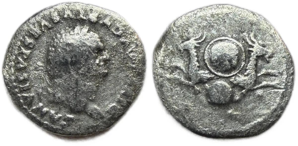 Divus Vespasian Denarius w Capricorns on reverse