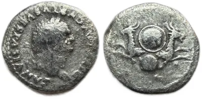 Divus Vespasian Denarius w Capricorns on reverse