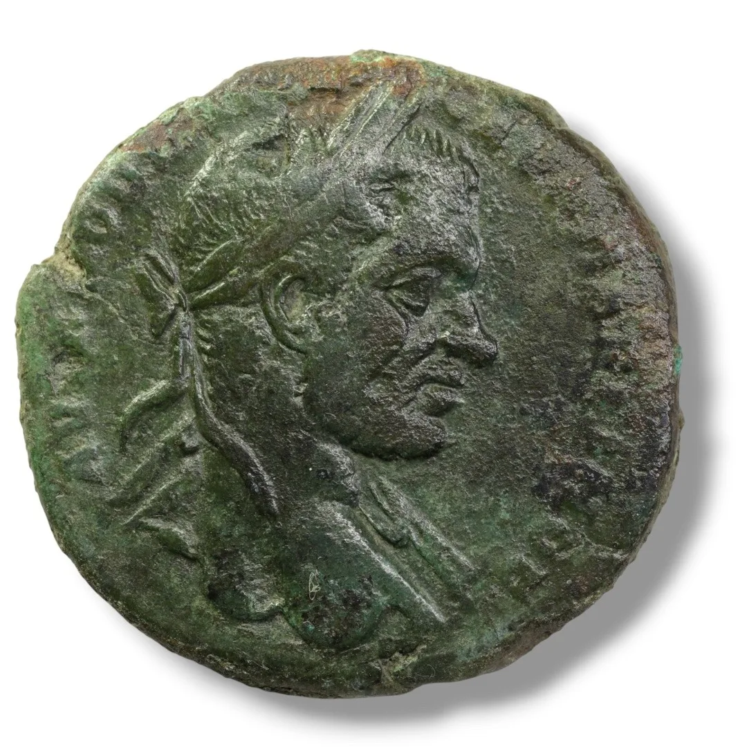 MACRINUS – Moesia Inferior, Nikopolis ad Istrum – Hermes with Cock.