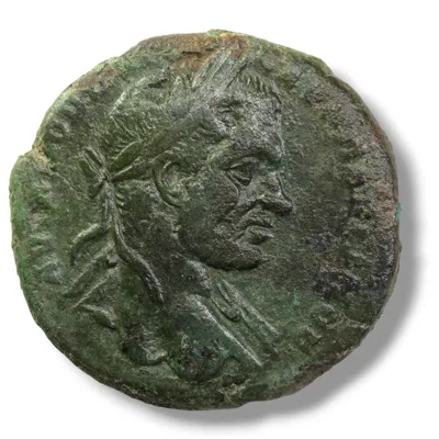 MACRINUS – Moesia Inferior, Nikopolis ad Istrum – Hermes with Cock.