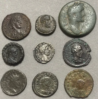 Lot of 9 different Roman Emperors - Denarius, Antoninianus etc.