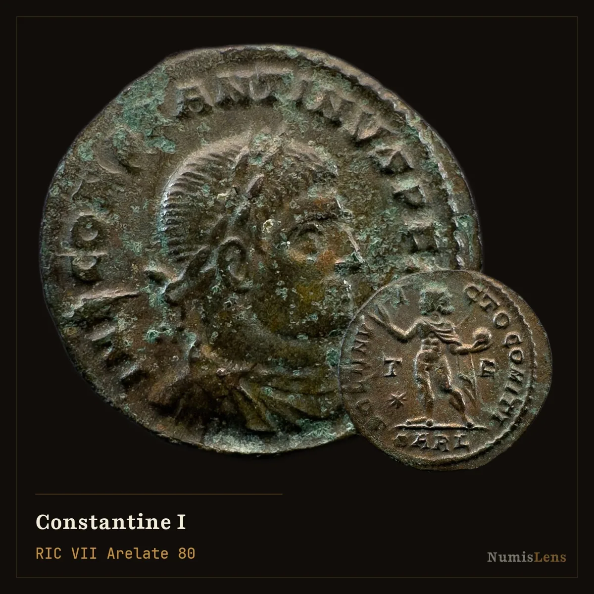 Constantine I — Nummus, Sol, Arelate