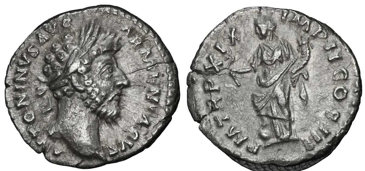 Marcus Aurelius, silver denarius, Rome, AD 164