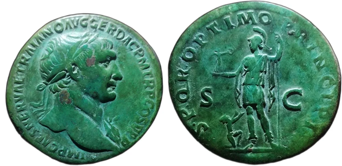 Traianus, 98-117 Sestertius ** SPQR OPTIMO PRINCIPI