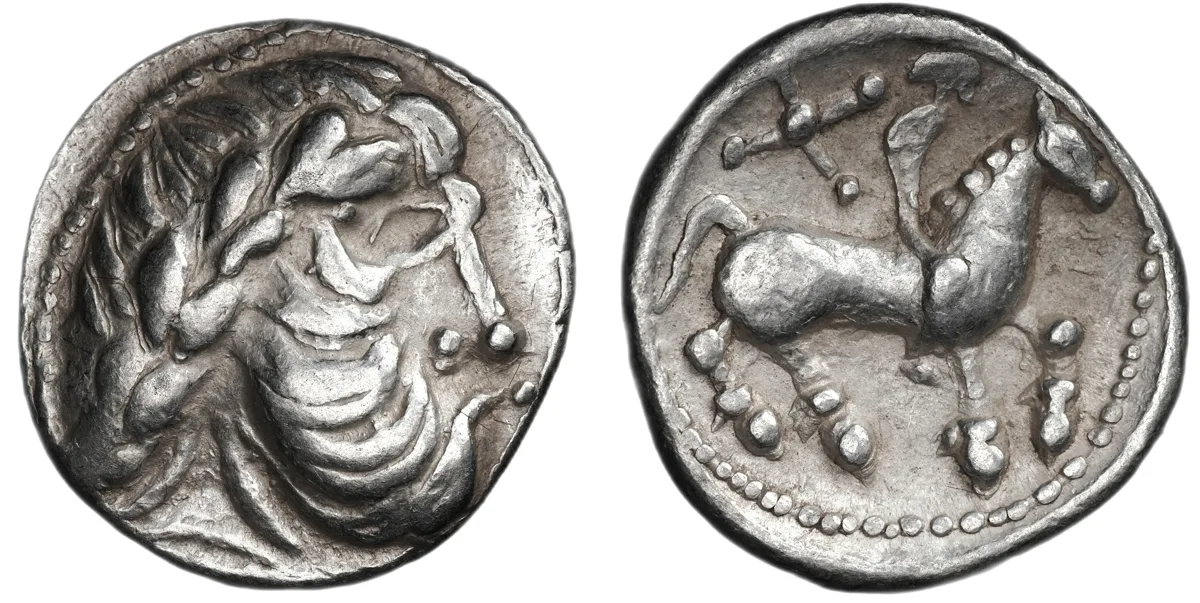 Celtic, Middle Danube region. ‘Kreuzelreiter’ type. AR Tetradrachm