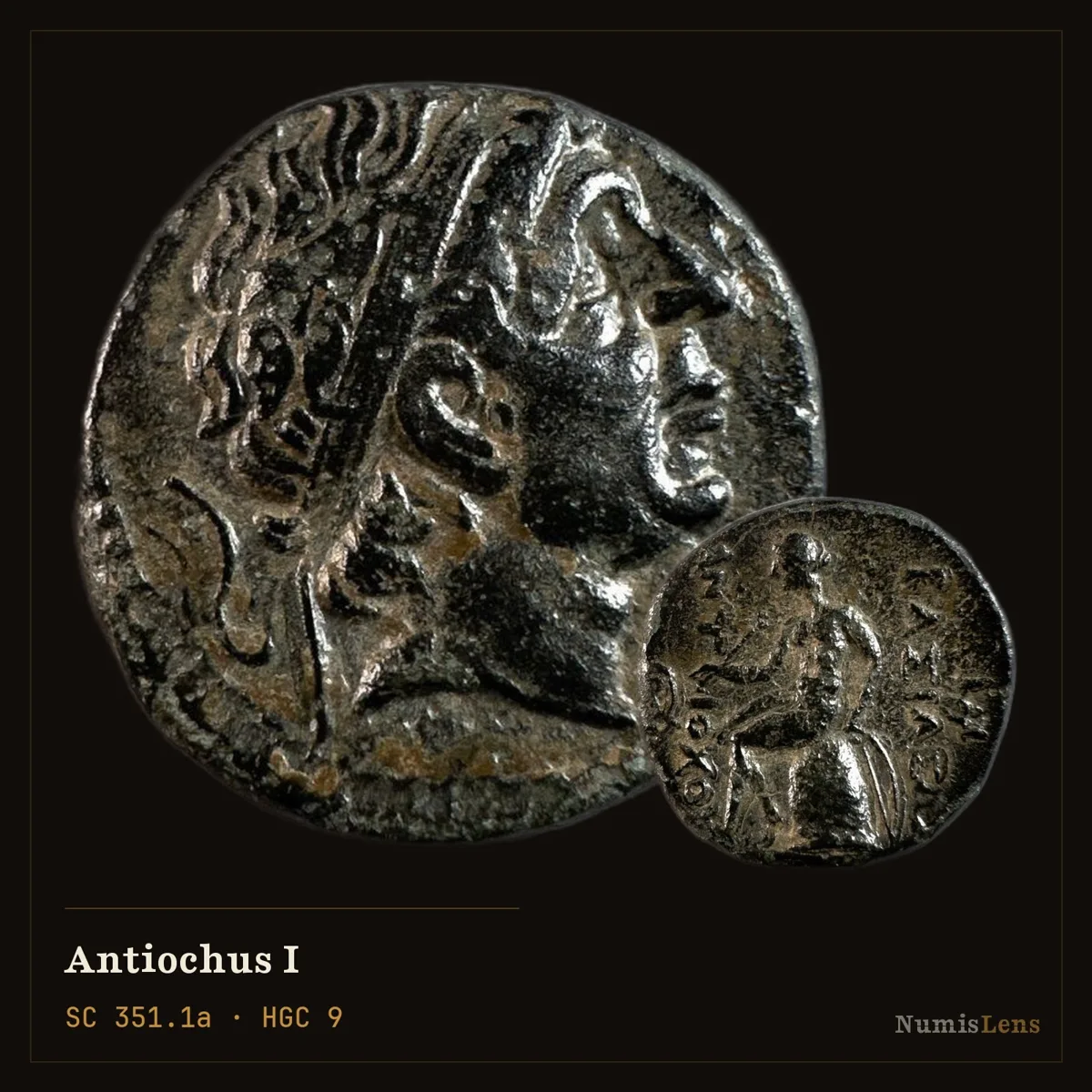 Antiochus I — AE 17, Apollo on Omphalos, Antioch