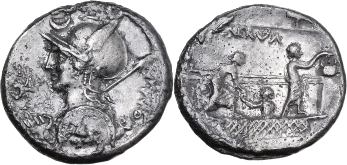 Roman Republic. P. Nerva. AR Denarius, 113 or 112 BC Scare Coin