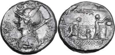 Roman Republic. P. Nerva. AR Denarius, 113 or 112 BC Scare Coin