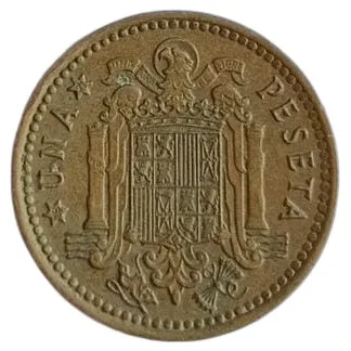 1 Pesetas 1971 (Dated 1966), Aluminium-bronze, F