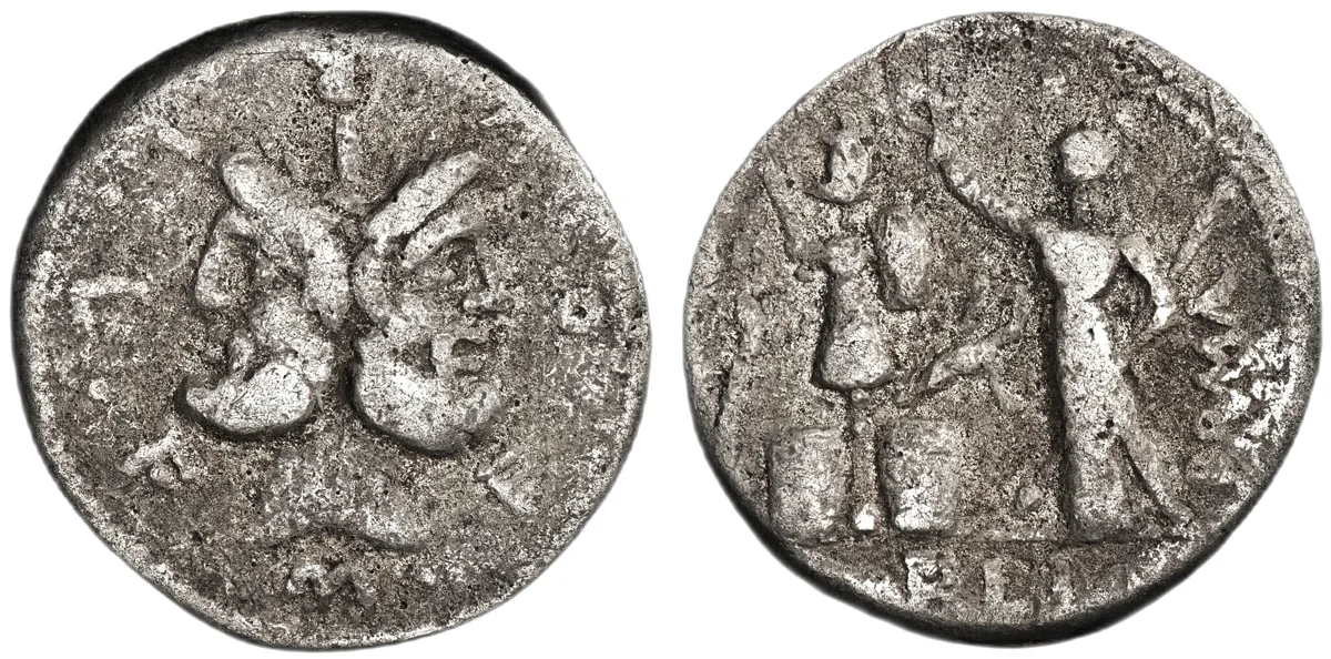 M. Furius L. f. Philus, 120 BC, Denarius