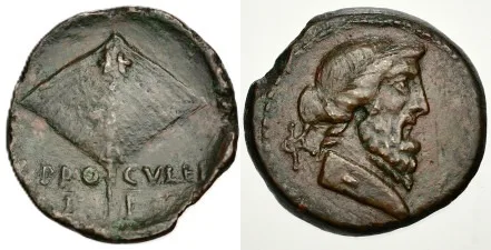 ISLANDS OFF ELIS, Kephallenia. Kephallenia. C. Proculeius, circa 30-28 BC. (Bronze, 22,2 mm, 5.87 g, 9h). Terminal bust of Jupiter to right; behind his neck, monogram. Rev. [C PROCVLEI L F] Skate fish