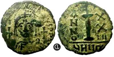 Justinian I, AE 10 Nummi, Theoupolis (Antioch), Mint, Year 24 = AD 549/50