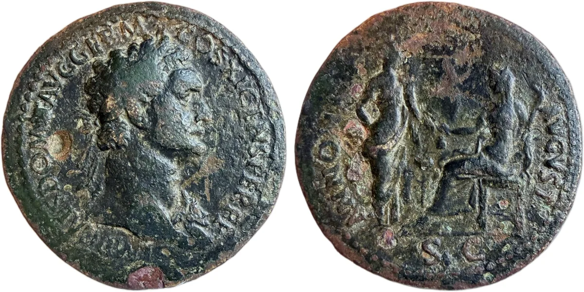 Exceptionally Rare Domitian Sestertius - RIC 396
