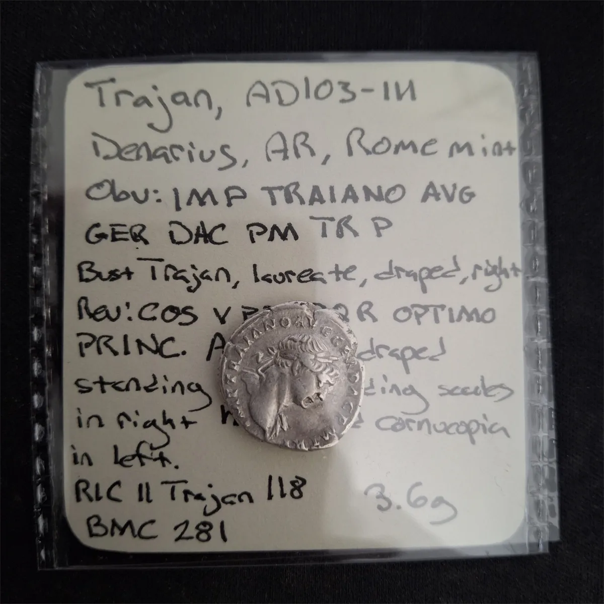 Trajan Denarius, Aequitas Reverse