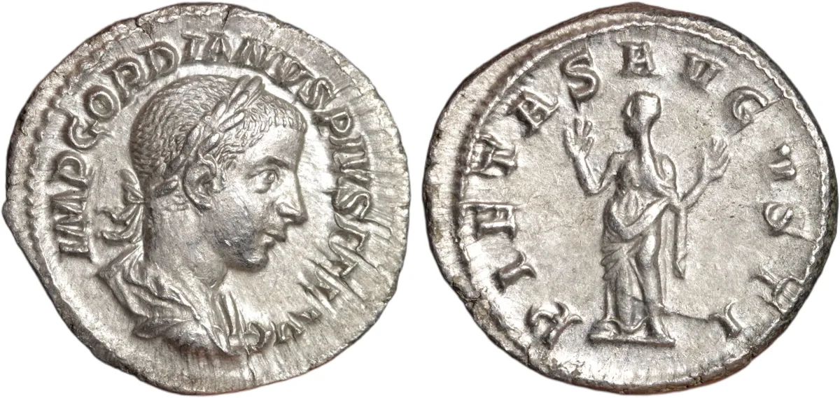 Gordian III Silver Denarius 241AD Pietas Reverse