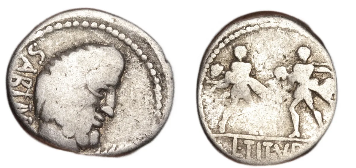 Roman Republic Silver Denarius 89BC L. Titurius Sabinus