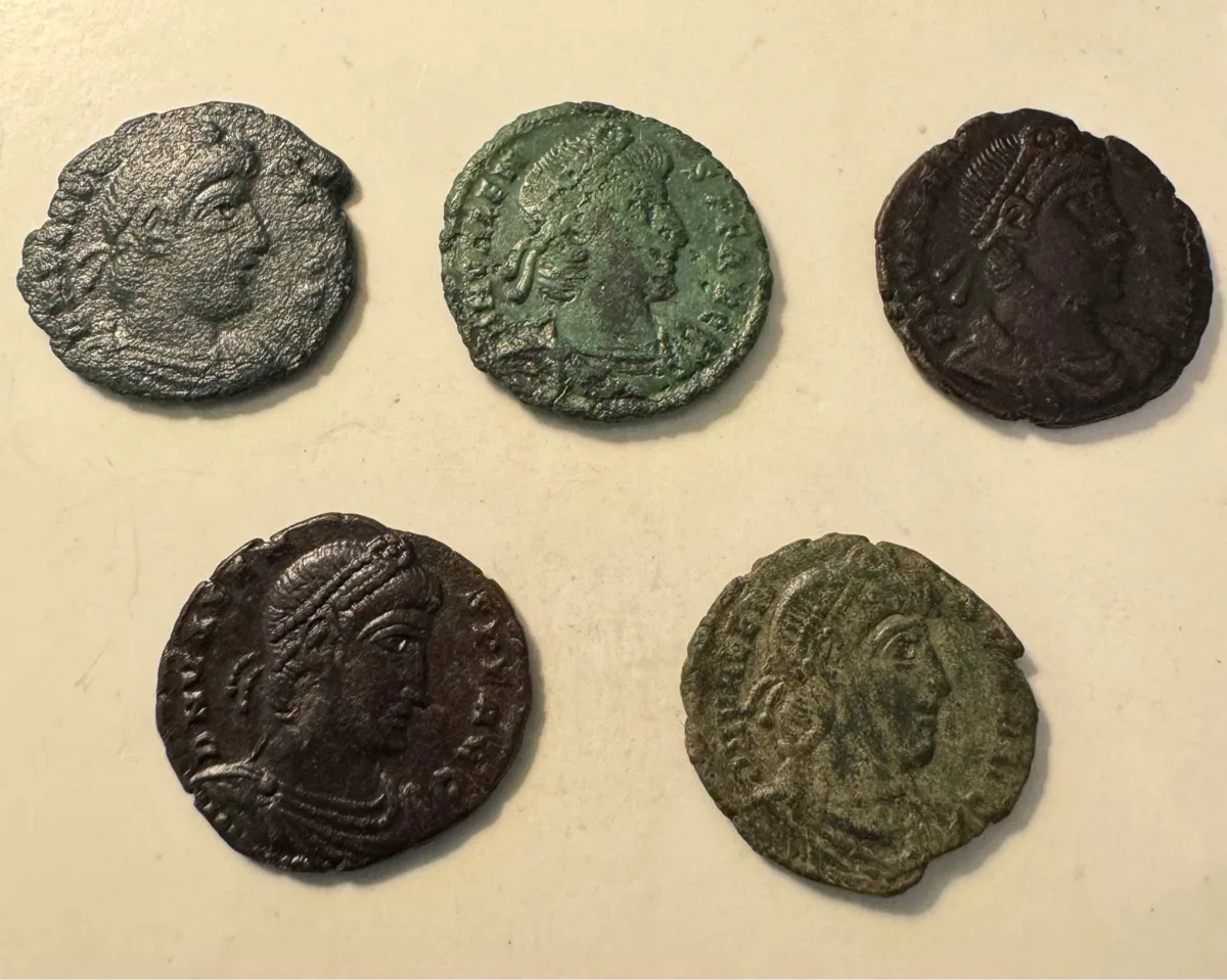 Lot of 5 Valens AE3, Rome mint,  uncommon mint mark