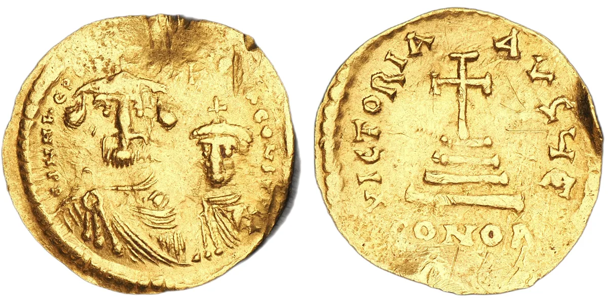 Heraclius with Heraclius Constantine, 610-641 (616-625). AV Solidus