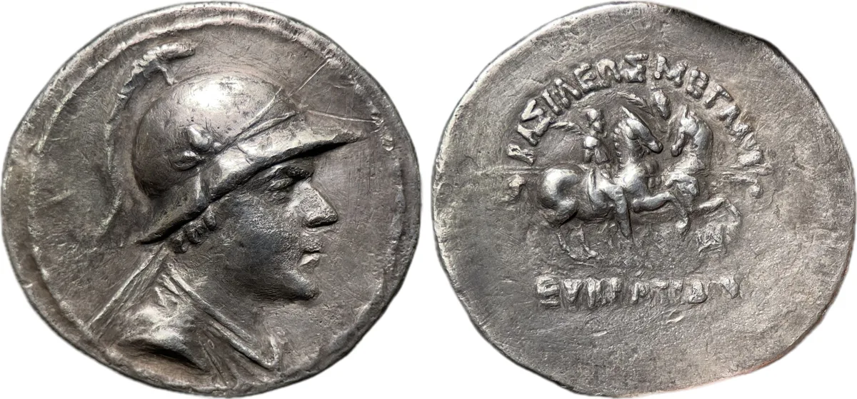 Greco-Bactria Eukratides I Megas, ca. 170-145 BC, AR tetradrachm 16.10g