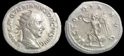 Roman: Trajan Decius, 249-251 AD AR 22.3mm, 4.43gm Antoninianus, Rome. Slightly Toned