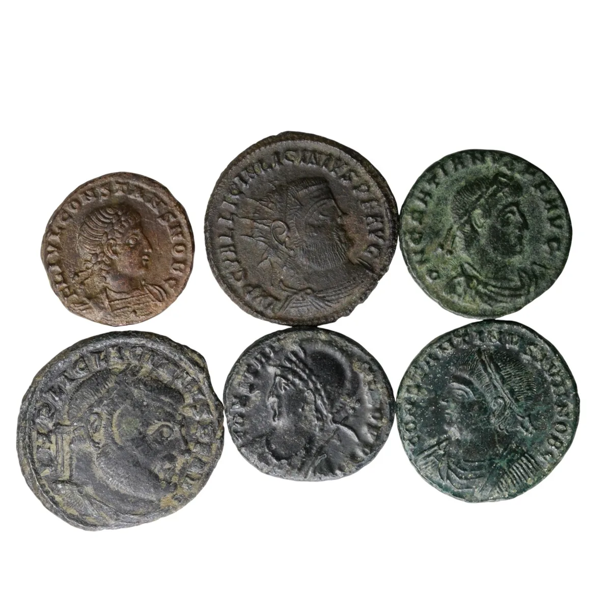 Lot of 6 Late Roman bronzes, c. AD 324-363