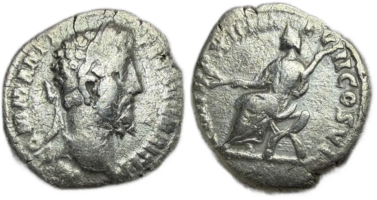 COMMODUS. SILVER DENARIUS, 177-192 AD. PAX REVERSE.