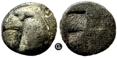 Aeolis, Kyme, AR Hemiobol, Circa 480-450 BC, Eagle / Quadripartite