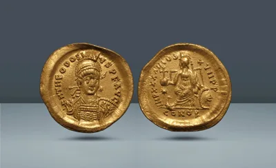 ROMAN EMPIRE. Theodosius II, 402-450 AD  Constantinople, c. 443-450 AD