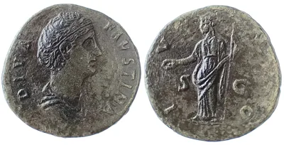 Diva Faustina I (wife of A. Pius) Æ Sestertius. Rome, after AD 141.