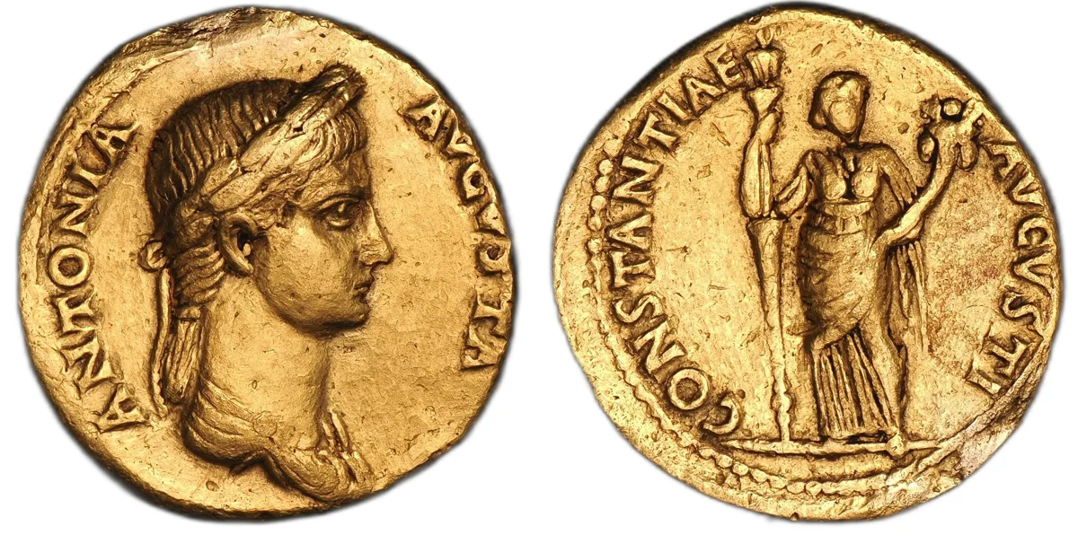Antonia (mother of Claudius), AV Aureus. Rome, AD 41–45.