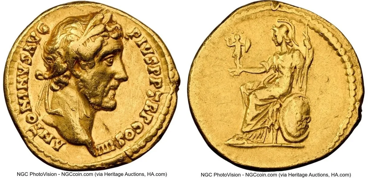 Antoninus Pius Aureus, Anepigraphic Reverse, good condition!!