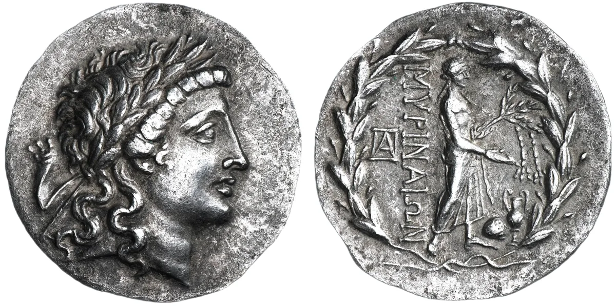 Myrina, Aeolis, 155-145 BC, "Stephanophoric" Tetradrachm