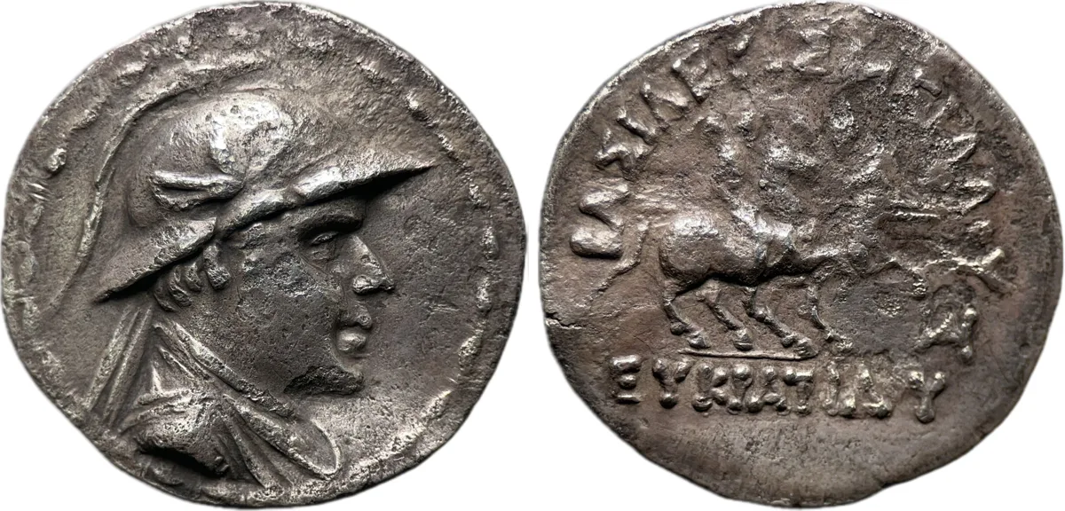 Greco-Bactria Eukratides I Megas, ca. 170-145 BC, AR tetradrachm 14.87g