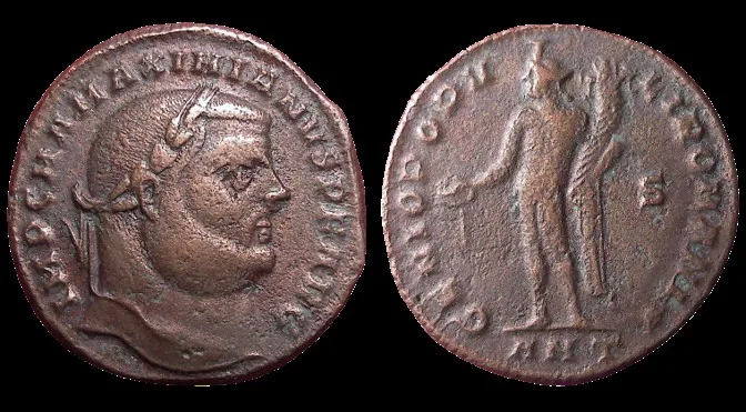 MAXIMIANUS (Struck 300-301 AD) AE large 27mm, heavy 10.6gm Follis. Antioch Mint