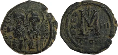 Byzantine Justinus II with Sophia. 40 Nummi. RY 12 = 575/6 AD.