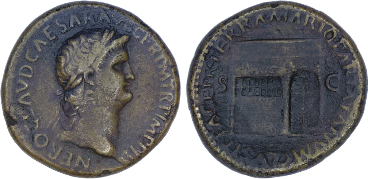 Nero Sestertius (34mm). Temple of Janus