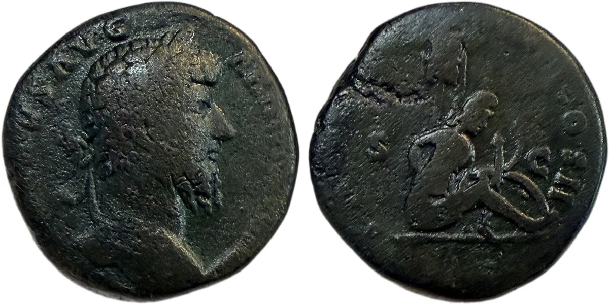 LUCIUS VERUS Sestertius Rare Parthian Captive Reverse
