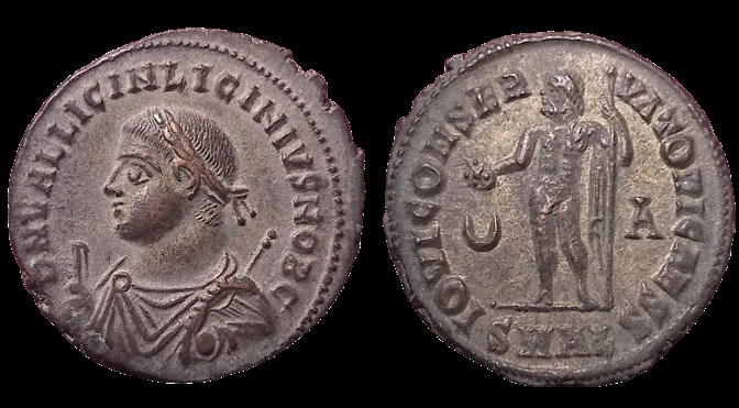 ROMAN: LICINIUS II CAESAR 317-320 AD. silvered 19mm, 3.3gm Follis. Alexandria mint