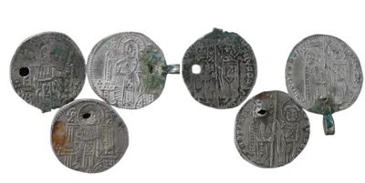 Venice (Republic) AR Grossi (Matapan), lot of 3, 13th c, pierced/looped