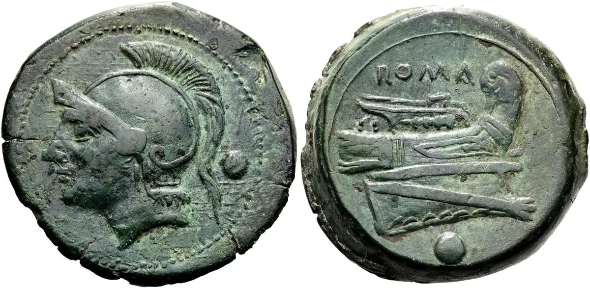 ROMAN REPUBLIC — Anonymous. Bronze Uncia, Rome mint, 217-215 BC.