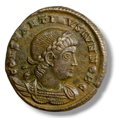 Constantius II – AE3/4, GLORIA EXERCITVS (two standards)
