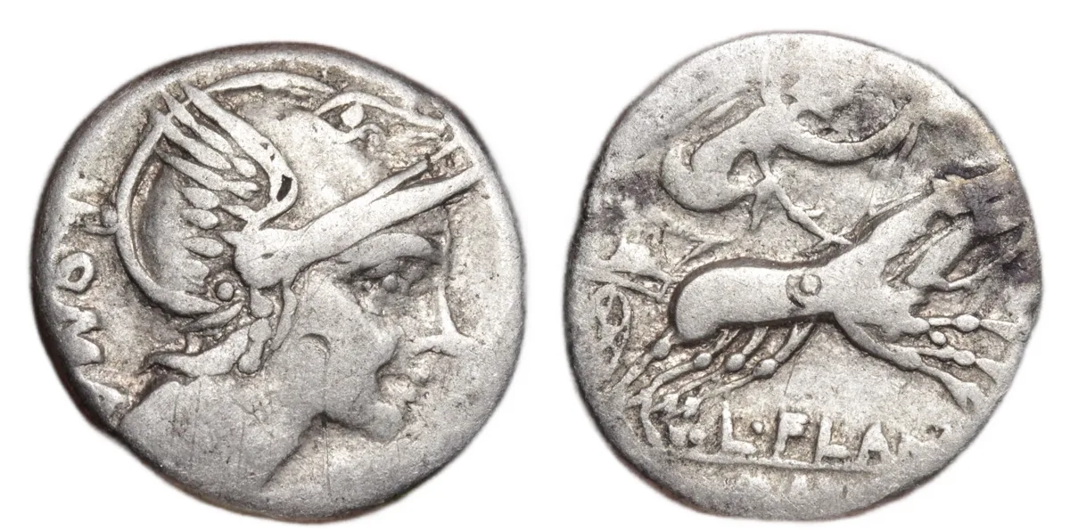Roman Republic Silver Denarius 109BC L. Flaminius Chilo