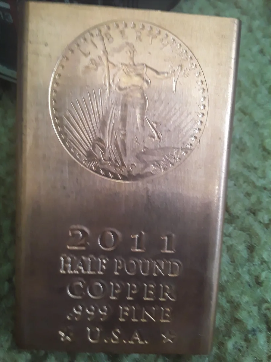 Half Pound Saint Gaudens Copper Bar 8 oz