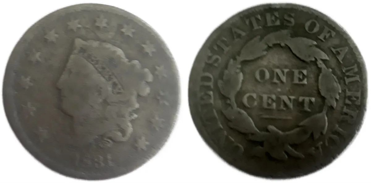 Large 1831 Liberty One Cent Coin